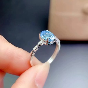 R008 Anillo de joyería de plata de ley 925 Piedra preciosa natural con Topacio azul cielo Zafiro Rubí Amatista Ópalo al por mayor de Tailandia - Product Image 2