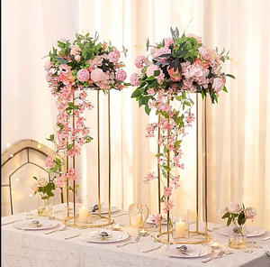 Centros de Mesa de Metal Dorado de Lujo para Bodas, Decoraciones de Mesa, Jarrones con Longitud Personalizable e Impresión Offset SPX Profesional - Product Image 4