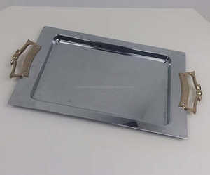 Lot de 3 plateaux en métal galvanisé avec poignée Plateaux de cuisine en acier de taille personnalisée pour la maison et l'hôtel directement de l'Inde - Product Image 4