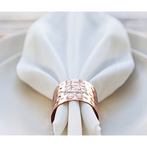 Set Of 4 Copper <b>Hammered</b> Metal Napkin Rings for Wedding Event Party Dinner Table Decorations Round Napkin <b>Holders</b> - Product Image 4