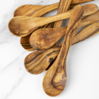 Ensemble de 6 mini-cuillères en bois d'olivier ArtisRaw, fabriquées à la main, écologiques, durables, durée de conservation de 10 ans, pour sel, thé, café, épices, ustensiles