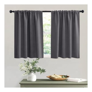Hot Sale Grey 100% Cotton Thermal Insulated Ready Made Grommet Blackout Left And Right Biparting Open Curtains For Home Bedroom - Product Image 3