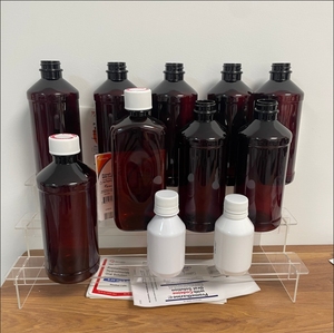 Kit Completo de Botellas Redondas Vacías de Plástico PET Ámbar de 16 oz con Etiquetas Adhesivas y Tapón de Rosca de 28/400 mm - Product Image 3