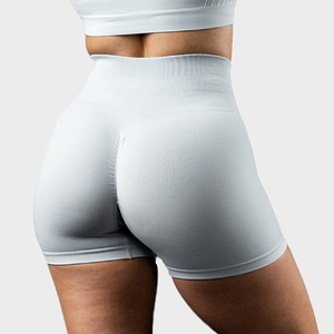 Short de sport pour femme avec logo personnalisé pantalon de yoga sans couture avec lifting des fesses vêtements de sport à motifs solides en tissu lisse pour short d'entraînement de fitness - Product Image 5