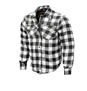 Camisa de franela pesada a cuadros en blanco y negro con camisa de Kevlar para hombre para protección - Product Image 2