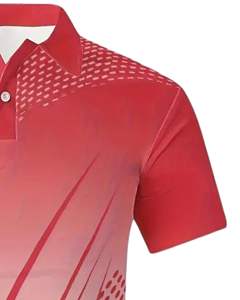 Camiseta Polo Personalizada para Hombre, Camiseta de Golf de Manga Corta con Estampado de Rayas Rojas y Azul Marino, Transpirable, de Poliéster, Informal, OEM Personalizado - Product Image 2