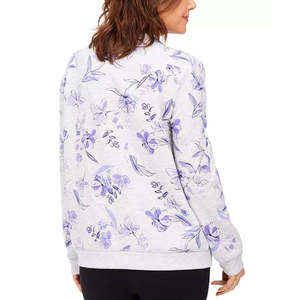 Felpa in pile da donna Karen Scott con stampa floreale viola, tecniche di ricamo in seta di alta qualità, stagione invernale, XS (Small) - Product Image 2