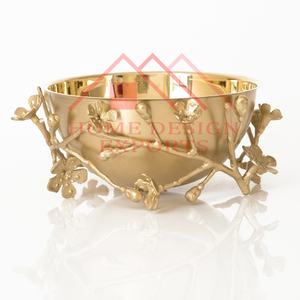 <b>Gold</b> Decorative Metal Bowl with Flower Stands/Fancy Decorative Metal Dry Foods and Salad and Dry Foods Bowls Best Seller - Product Image 2