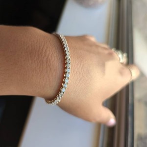 RB อัญมณีที่กำหนดเอง VVS หัวใจตัดเพชรเทนนิสสร้อยข้อมือทอง14K สไตล์โรแมนติกเย็นคิวบาชุดเครื่องประดับเสน่ห์ดี - Product Image 4