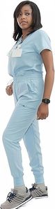 Fabricante personalizado diseño elegante ajustado Scrub Top con cuello en V Scrub Sets uniformes conjuntos mujeres hombres Scrub uniformes - Product Image 3