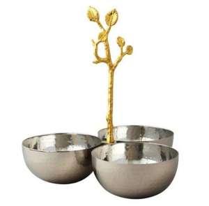 Cuenco para servir de hojas de acero inoxidable y Metal con mango de latón y diseño decorativo de tamaño personalizado, cuenco de hojas para decoración del hogar - Product Image 2