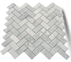 Mosaico de Mármol Gris Claro con Patrón de Espiga, Pulido, 10 mm de Grosor, Resistente al Agua, Ecológico, Garantía de 5 Años, Moderno - Product Image 3