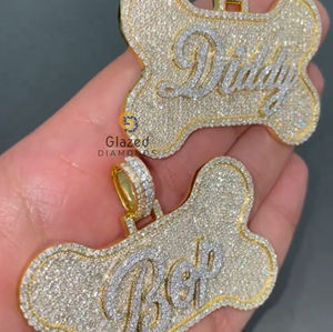 Pendentif personnalisé avec lettre initiale Hip Hop élégant en argent sterling 925 avec diamants Moissanite de haute qualité - Product Image 2