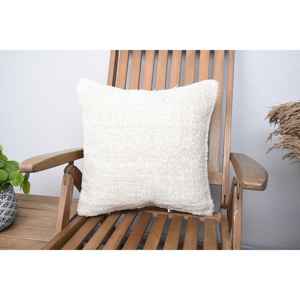 Vintage Pattern 18x18 Inch Beige Wool Farmhouse Rug with <b>Pillow</b> Hand Woven Rustic Design - Product Image 1