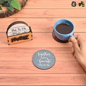 Posavasos Redondo de Madera de Estilo Bohemio, Hecho a Mano, Ecológico, con Diseño Personalizado y Superficie Lisa para Amantes del Café - Precio Económico - Product Image 2