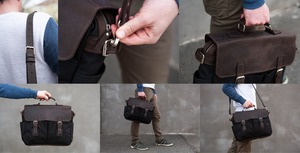 <b>Leather</b> Canvas Work <b>Laptop</b> Shoulder Messenger <b>Bag</b> <b>Men</b> and Pullover Close Durable & Stylish Gift <b>for</b> Him CLB-0048 - Product Image 6