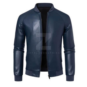 Chaqueta de Cuero para Hombre Hecha en Pakistán, Personalizada, con Cuello Alto, Logotipo Frontal, Impermeable, Ecológica, para Uso Diario - Product Image 1