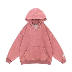 100% coton français éponge pull à capuche survêtement sweat à manches longues bouffantes sweats à capuche imprimés vêtements d'entraînement surdimensionné en détresse - Product Image 1