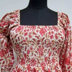 Latest Trending Saffron Yellow Cotton Paisley Print A-Line <b>Maxi</b> <b>Dress</b> for Women High Quality Long <b>Sleeve</b> Boho Natural Button - Product Image 2