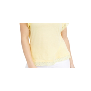 T-shirt Casual da Donna Taglie Forti Maison Jules Gialla con Motivo a Righe e Pois in Tessuto Traspirante Lavorato a Maglia - Product Image 4