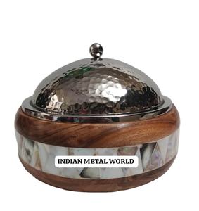 Plat de vaisselle de forme ronde de conception standard et marmite en acier inoxydable de qualité supérieure avec marmite d'ustensiles de cuisine martelée - Product Image 1