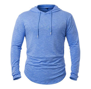 Sweat à capuche de sport d'entraînement à manches longues t-shirt de course décontracté pull à séchage rapide chemises à capuche athlétiques pour hommes - Product Image 4