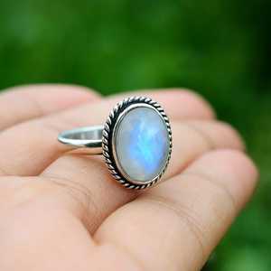 แหวนเงินสเตอร์ลิง925ชั้นเยี่ยมแหวนวงรีขนาด8x10มม. เครื่องประดับแฟชั่นทำด้วยมือ - Product Image 6