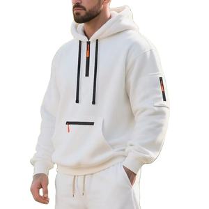Sudadera con capucha de forro polar innovadora para hombre, con media cremallera, estilo casual deportivo, tipo anorak, con patrón liso. - Product Image 6