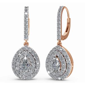 Pendientes de Diamantes de Corte Pera y Redondo, Cultivados en Laboratorio, de Oro de 9 Quilates de Primera Calidad, Estilo Juliette, Joyería al por Mayor, Proveedor de Exportación B2B - Product Image 5