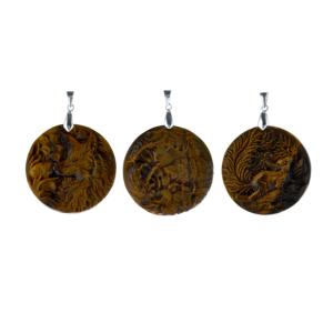 Colgante de Cruz de Ojo de Tigre en Plata de Ley - Amuleto Religioso Hecho en India, 3 Variaciones - Product Image 1