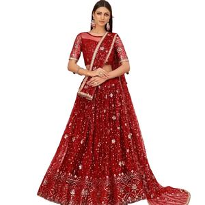Magnifique ensemble Lehenga Choli de couleur vin broderie lourde et paillettes fonctionnent sur tous les vêtements indiens et pakistanais - Product Image 1