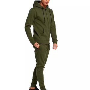Ensemble de survêtement à capuche zippé uni pour homme avec logo personnalisé, tissu en molleton 100% coton - Product Image 2