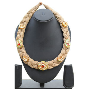 Collier en jute tribal doré avec perles kundan, dernier cri de la mode indienne, pour femmes et filles - Product Image 4