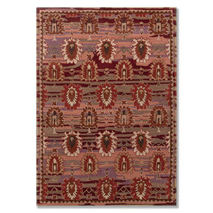 พรมขนสัตว์ทอมือ Mythos สีเบจและสีน้ำตาล รุ่น Tac-7082(Md) ลายเรขาคณิต สำหรับบ้าน ห้องนั่งเล่น ทางเดิน รูปทรงสี่เหลี่ยมผืนผ้า พรมจาอิปุร์ สหรัฐอเมริกา - Product Image 1