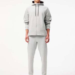 Survêtements en molleton de coton surdimensionné uni vêtements de sport vêtements de sport à manches longues hiver deux pièces ensembles à capuche et pantalons survêtements - Product Image 3