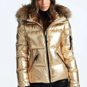 女性のフグベスト女性の冬のフグジャケット軽量光沢のあるふくらんでいるダウンジャケットバブルコート女性のための暖かい上着