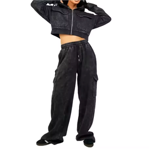 Chándales de Forro Polar de Invierno de Tela Premium al por Mayor, Lavado Ácido, Logotipo Personalizado, 100% Algodón, Chándal Informal Grueso para Mujer - Product Image 6