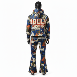 Qualité supérieure 320 GSM Polyester Coton Survêtement Élégant Imprimé À Capuche Pantalon Ensemble Logo Personnalisé Broderie Survêtement - Product Image 2