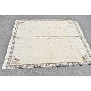 พรมตุรกีโบราณ ขนาด 5.1x6.1 ฟุต พรมขนสัตว์โมร็อกโกสีขาวแดง - Product Image 2