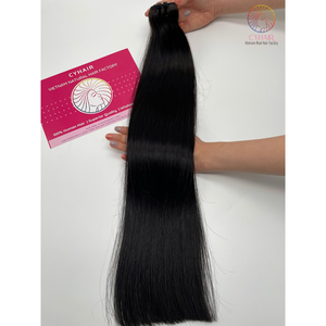 100% cheveux vierges non transformés # 1A noir naturel droit vietnamien Double dessiné trame paquet Extensions de cheveux tendance chaude - Product Image 2