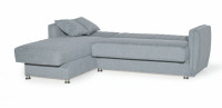 Sofá Cama Diego Moderno Europeo Convertible en Forma de L Tapizado en Tela con Estructura Metálica Asientos Reclinables para Uso en el Hogar y Hoteles