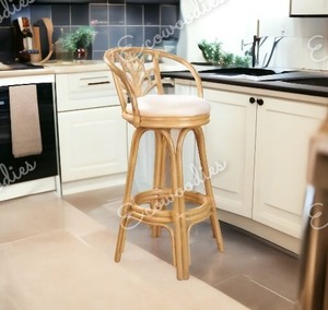 Taburete de Bar de bambú natural hecho a mano, Mostrador de bambú, asiento de muebles de mimbre para exteriores con reposapiés para cocina, cafetería y decoración del hogar - Product Image 3