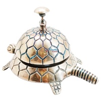 Sonnette de bureau en laiton, style tortue, design moderne et antique, état neuf, pour service d'appel de comptoir d'hôtel