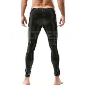 Pantalones rectos curvos de cuero a rayas para hombre, los pantalones de hombre más vendidos, pantalones de cuero de diseño personalizado al por mayor para hombre - Product Image 3