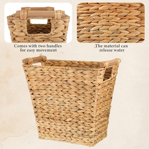 Cesta de almacenamiento de jacinto de agua rústica-Organizador tejido natural para artículos domésticos, estanterías y uso decorativo - Product Image 1