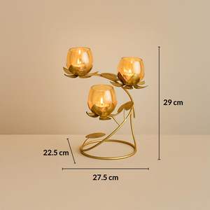 Porte-bougie rustique en fer doré, écologique, durable, décoration de centre de table pour Noël, mariage, festival - Product Image 3