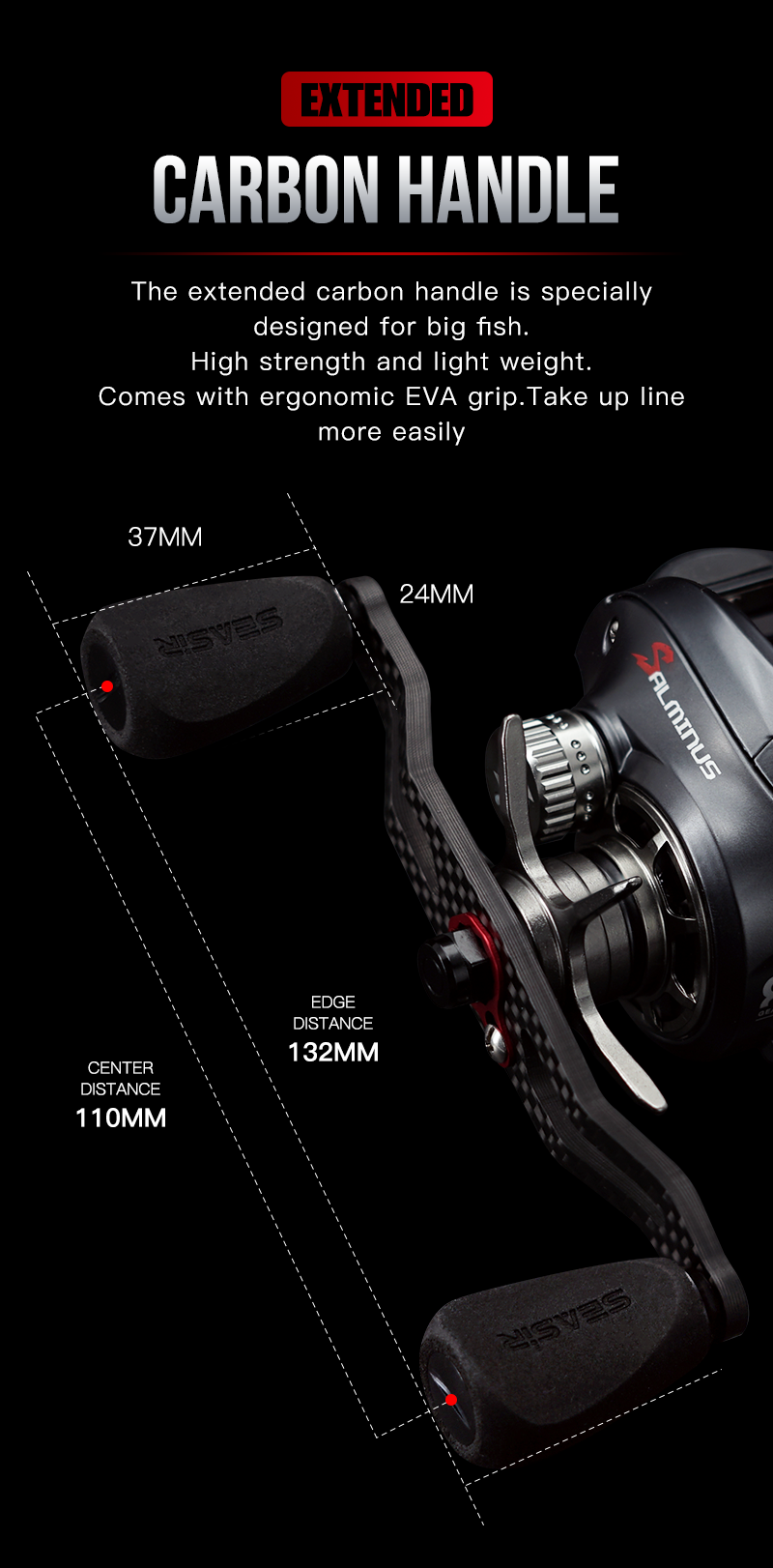 SEASIR SALMINUS Baitcasting Reel - 8.0:1 Gear Ratio, 12KG Drag
