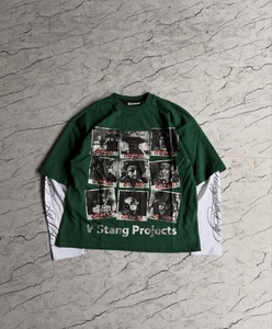 เสื้อยืดแขนยาวผู้ชายแบบโอเวอร์ไซส์ พิมพ์ลายด้านหน้าสองชั้น ผ้าวาฟเฟิล เนื้อผ้ากันหนาว สไตล์สตรีทแวร์ รับผลิตตามสั่งขายส่ง - Product Image 1