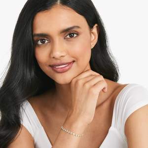 4 MM Lab Grown Diamond Tennis <b>Bracelet</b> in 925 <b>Silver</b> with 10K Rose Gold Accents for Gift on Birthdays Weddings Anniversaries - Product Image 2