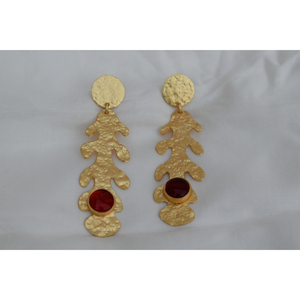 Pendientes de aro con piedra de Latón chapado en oro para niñas y mujeres, pendientes con acabado mate dorado - Product Image 5